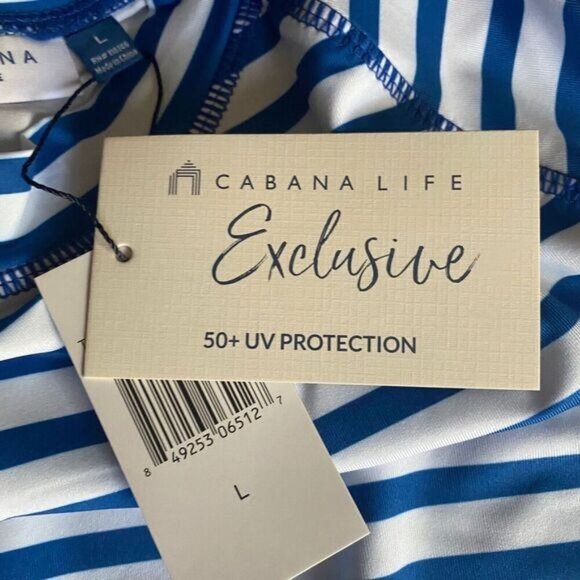 Cabana Life Women’s Striped UPF 50+ Long Sleeve Shirt swim pool sports Large New - Picture 10 of 16